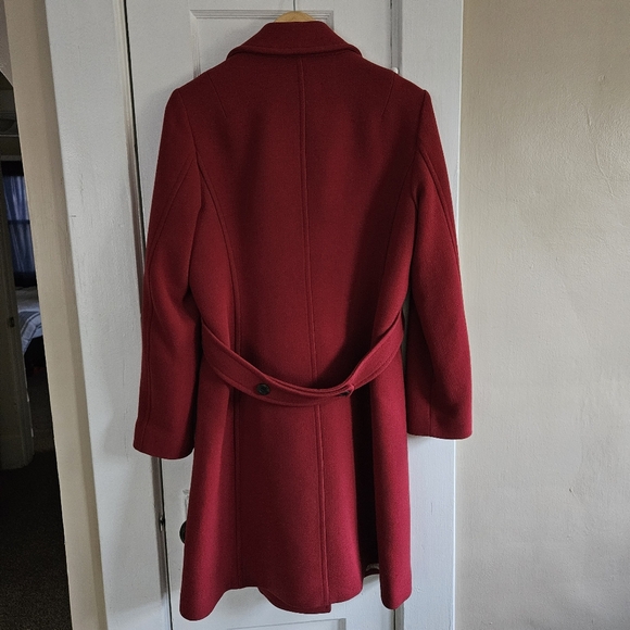 Women's Vintage J. Crew Red Double-Breasted Coat - Picture 7 of 14